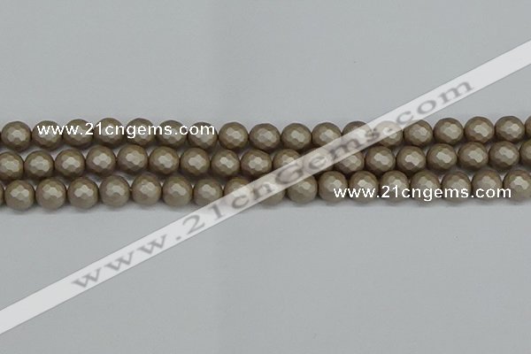 CSB1903 15.5 inches 10mm faceted round matte shell pearl beads