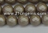 CSB1904 15.5 inches 12mm faceted round matte shell pearl beads