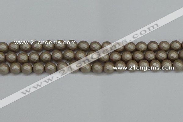 CSB1904 15.5 inches 12mm faceted round matte shell pearl beads