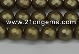 CSB1911 15.5 inches 6mm faceted round matte shell pearl beads