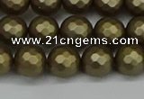 CSB1912 15.5 inches 8mm faceted round matte shell pearl beads