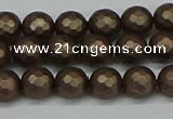 CSB1921 15.5 inches 6mm faceted round matte shell pearl beads