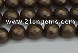 CSB1922 15.5 inches 8mm faceted round matte shell pearl beads