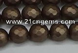 CSB1924 15.5 inches 12mm faceted round matte shell pearl beads