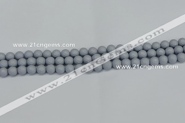 CSB1931 15.5 inches 6mm faceted round matte shell pearl beads