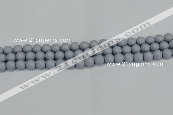 CSB1932 15.5 inches 8mm faceted round matte shell pearl beads