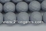 CSB1934 15.5 inches 12mm faceted round matte shell pearl beads