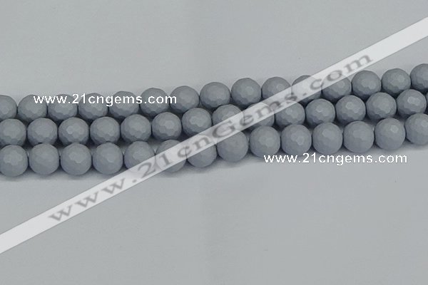 CSB1934 15.5 inches 12mm faceted round matte shell pearl beads