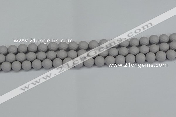 CSB1942 15.5 inches 8mm faceted round matte shell pearl beads