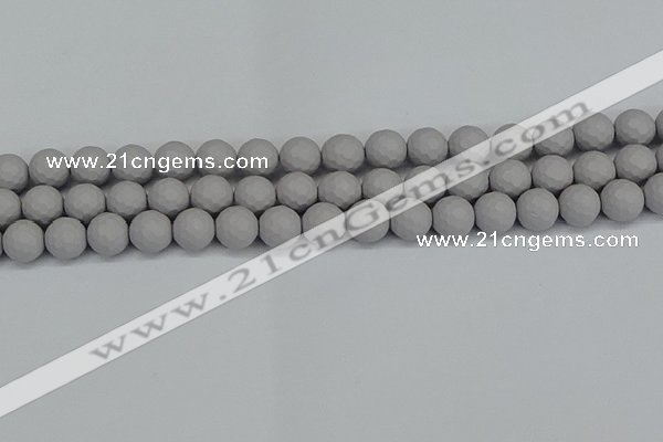 CSB1943 15.5 inches 10mm faceted round matte shell pearl beads