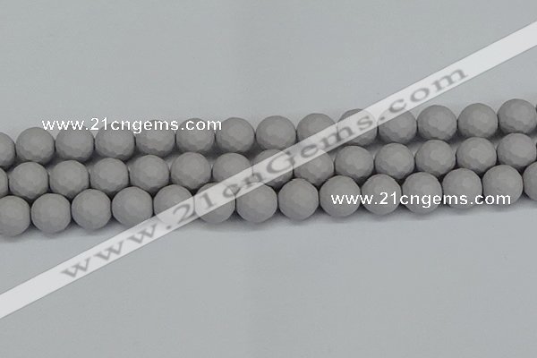 CSB1945 15.5 inches 14mm faceted round matte shell pearl beads