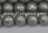 CSB1954 15.5 inches 12mm faceted round matte shell pearl beads