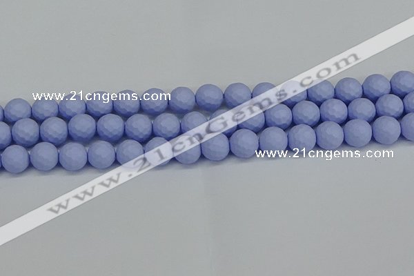 CSB1962 15.5 inches 8mm faceted round matte shell pearl beads