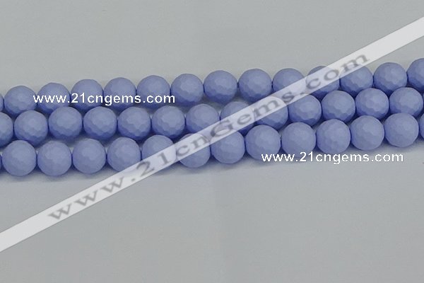 CSB1964 15.5 inches 12mm faceted round matte shell pearl beads