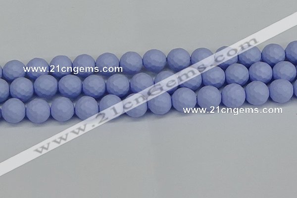 CSB1964 15.5 inches 12mm faceted round matte shell pearl beads