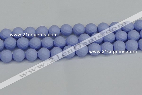 CSB1965 15.5 inches 14mm faceted round matte shell pearl beads