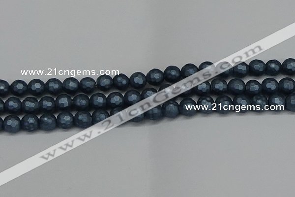 CSB1973 15.5 inches 10mm faceted round matte shell pearl beads