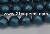 CSB1981 15.5 inches 6mm faceted round matte shell pearl beads