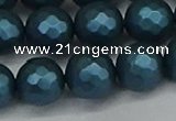 CSB1984 15.5 inches 12mm faceted round matte shell pearl beads