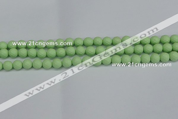 CSB1991 15.5 inches 6mm faceted round matte shell pearl beads