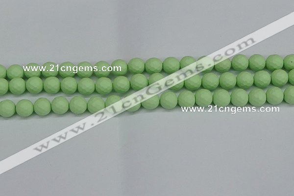 CSB1992 15.5 inches 8mm faceted round matte shell pearl beads