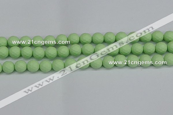 CSB1994 15.5 inches 12mm faceted round matte shell pearl beads