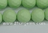 CSB1995 15.5 inches 14mm faceted round matte shell pearl beads