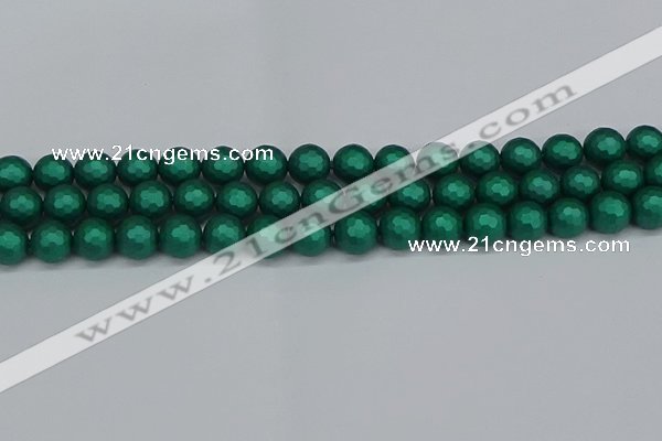 CSB2002 15.5 inches 8mm faceted round matte shell pearl beads