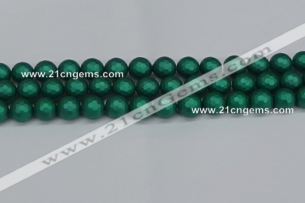 CSB2004 15.5 inches 12mm faceted round matte shell pearl beads