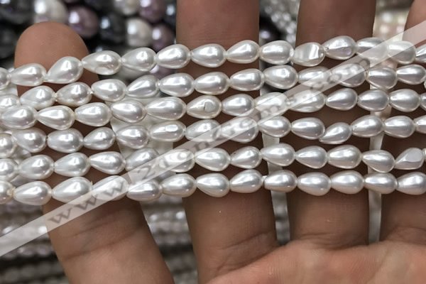 CSB2123 15.5 inches 4*7mm teardrop shell pearl beads wholesale