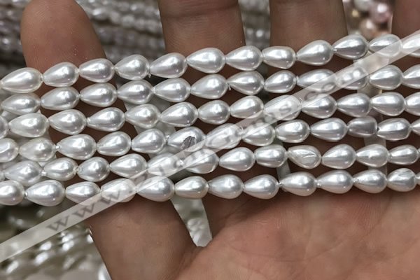 CSB2124 15.5 inches 5*8mm teardrop shell pearl beads wholesale