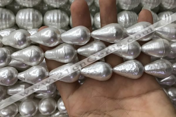 CSB2127 15.5 inches 16*25mm teardrop shell pearl beads wholesale