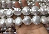 CSB2131 15.5 inches 25mm flat round shell pearl beads wholesale