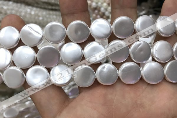 CSB2139 15.5 inches 16mm coin shell pearl beads wholesale