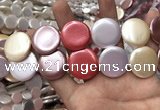 CSB2148 15.5 inches 30mm coin mixed shell pearl beads wholesale