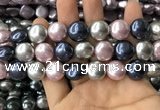 CSB2153 15.5 inches 16mm flat round mixed shell pearl beads