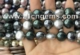 CSB2154 15.5 inches 16mm flat round mixed shell pearl beads