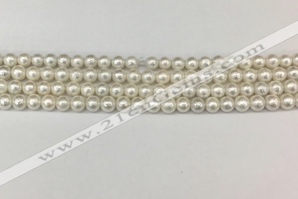 CSB2200 15.5 inches 4mm round wrinkled shell pearl beads wholesale