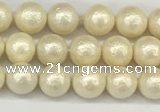 CSB2210 15.5 inches 4mm round wrinkled shell pearl beads wholesale