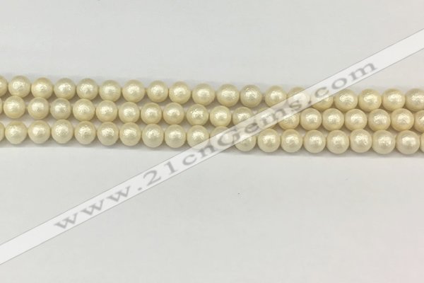 CSB2210 15.5 inches 4mm round wrinkled shell pearl beads wholesale