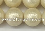 CSB2215 15.5 inches 14mm round wrinkled shell pearl beads wholesale