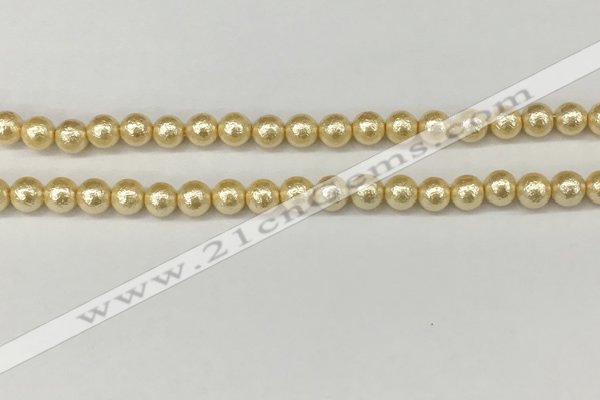 CSB2220 15.5 inches 4mm round wrinkled shell pearl beads wholesale