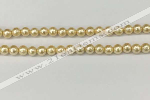 CSB2221 15.5 inches 6mm round wrinkled shell pearl beads wholesale