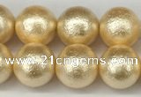 CSB2223 15.5 inches 10mm round wrinkled shell pearl beads wholesale