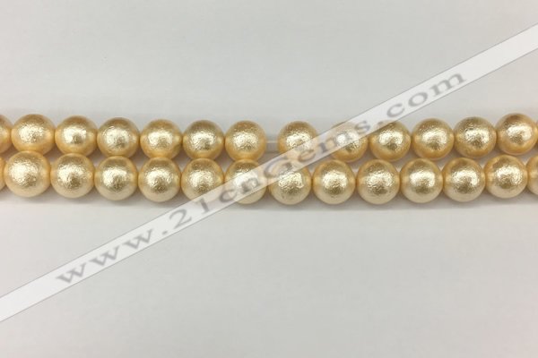 CSB2223 15.5 inches 10mm round wrinkled shell pearl beads wholesale