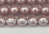 CSB2240 15.5 inches 4mm round wrinkled shell pearl beads wholesale