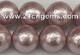 CSB2244 15.5 inches 12mm round wrinkled shell pearl beads wholesale