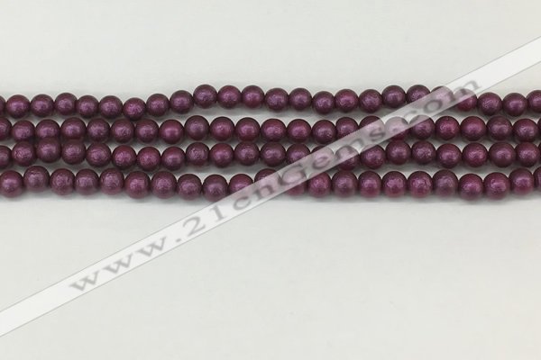 CSB2250 15.5 inches 4mm round wrinkled shell pearl beads wholesale