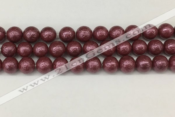 CSB2264 15.5 inches 12mm round wrinkled shell pearl beads wholesale