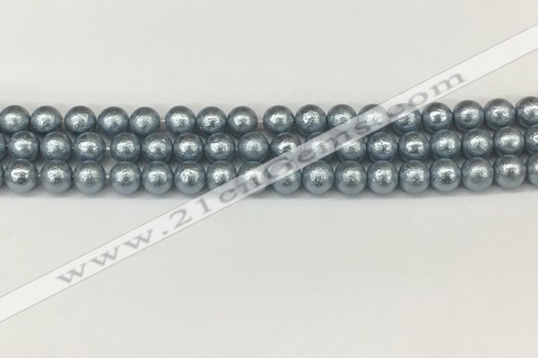 CSB2281 15.5 inches 6mm round wrinkled shell pearl beads wholesale